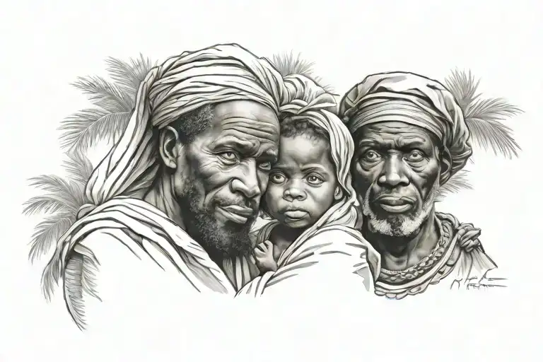 African Holy Family Posing