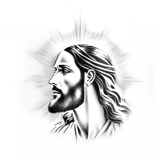 Jesus Head From The Side Looking To The Right