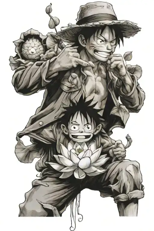 Luffy Huging Lotus Flower
