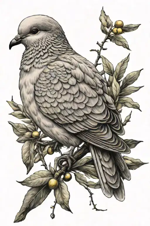 Dove Perched With Olive Branch Wrapped