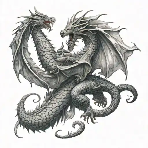 Caramon And Raistlin Fighting Dragon