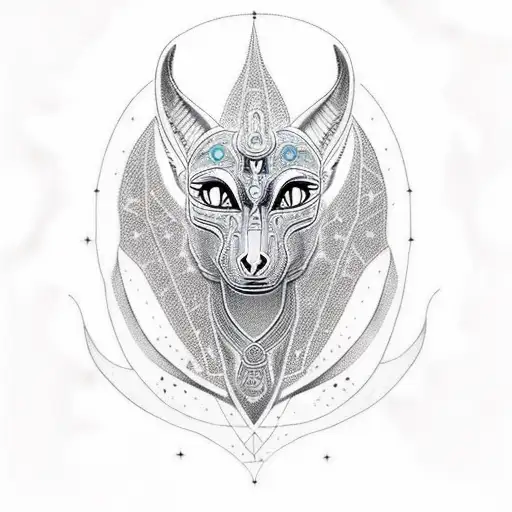 An Intricate Anubis Portrait With Constellations Forming His Silhouette