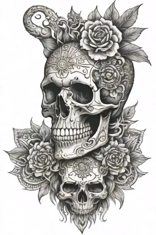 Skull And Mandala Design Incorporating