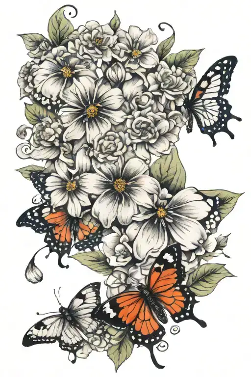 Yhwh Name Flowers Surrounding Ladybug Butterflies