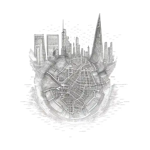 A Map Of A Dystopian City With Liberty And Freedom Symbols Incorporated Into The Streets