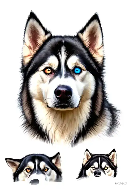 Siberian Husky With A Blue Eye And A Brown Eye