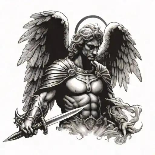 An Archangel Holding A Sword In The Sunrise