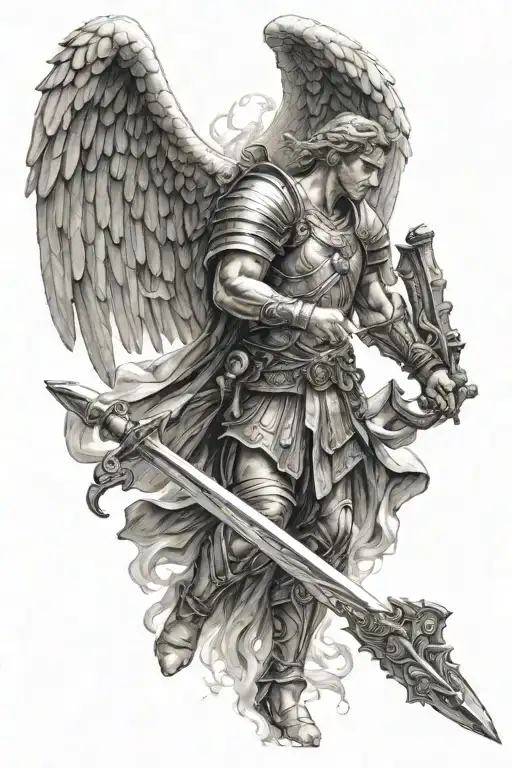 Archangel Holding A Sword Protecting His Son