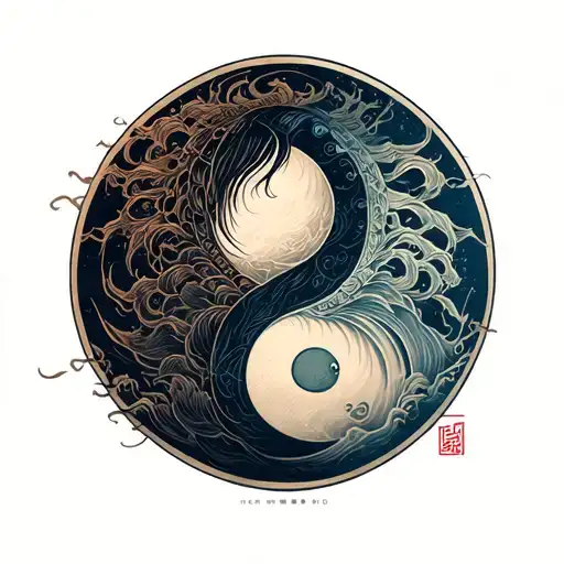 Samurai With Ying Yang That Meditates