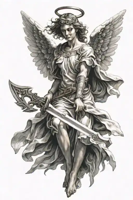 Angel Holding A Sword In The Sky