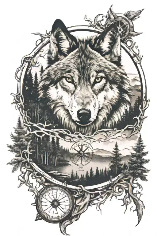 Wolf Compass Forest Landscape