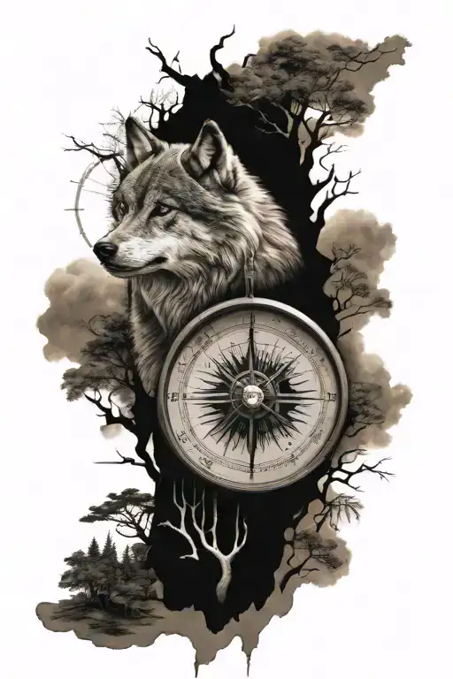 Wolf Forest Landscape Compass Warrior