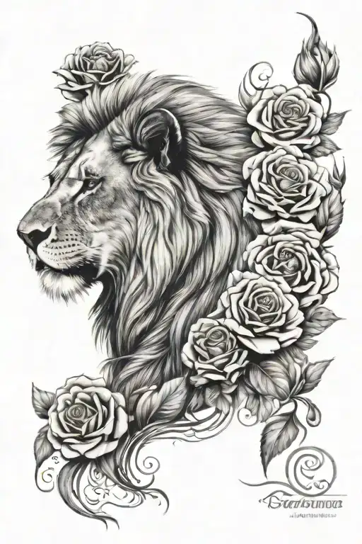 Lion With Rose