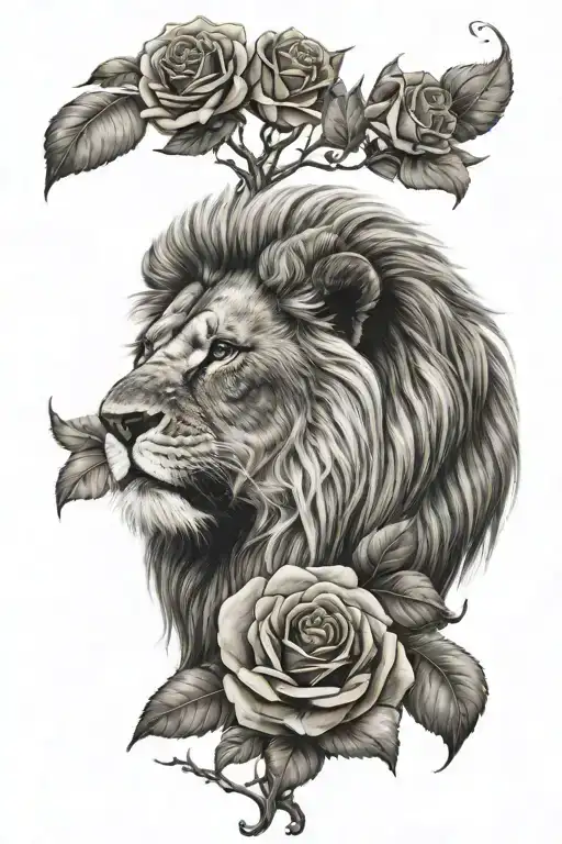 Lion With Rose