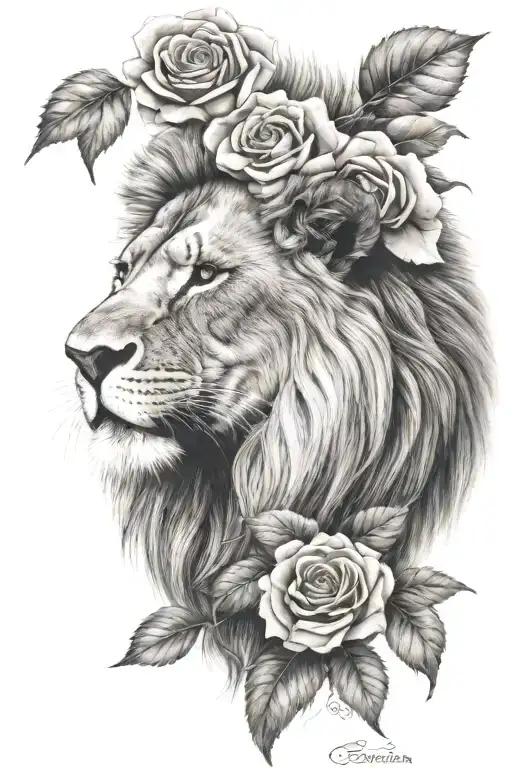 Lion With Rose