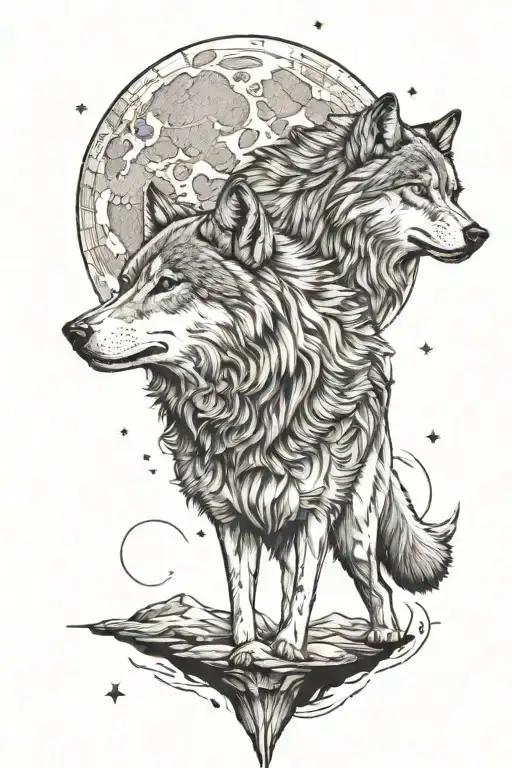 Wolf And Moon