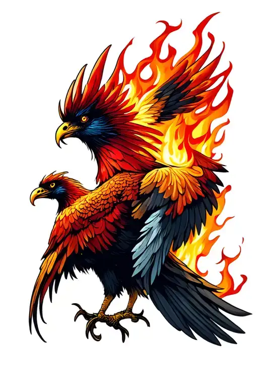Simple Flame That Incorporates Phoenix Bird And Also Firefighting