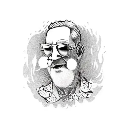 Old White Male Relaxing In A Pool Floaty With Sunglasses And A Cocktail