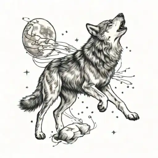 Wolf Howling At Taurus Constellation