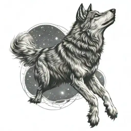 Wolf Howling At Taurus Constellation Made