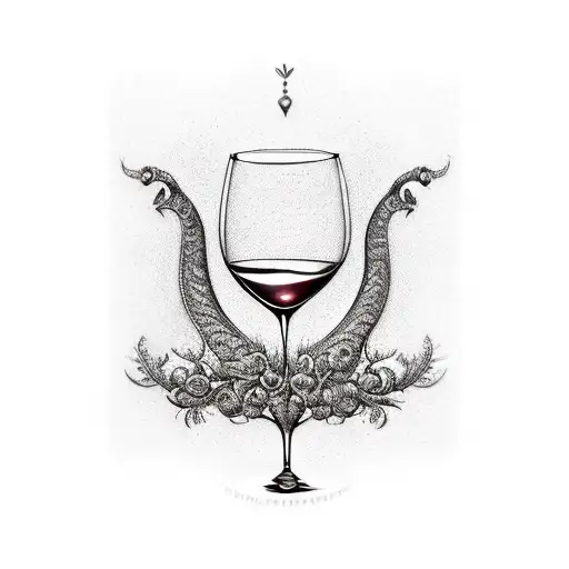 An Elegant Wine Glass Surrounded By Intricate Animal Silhouettes