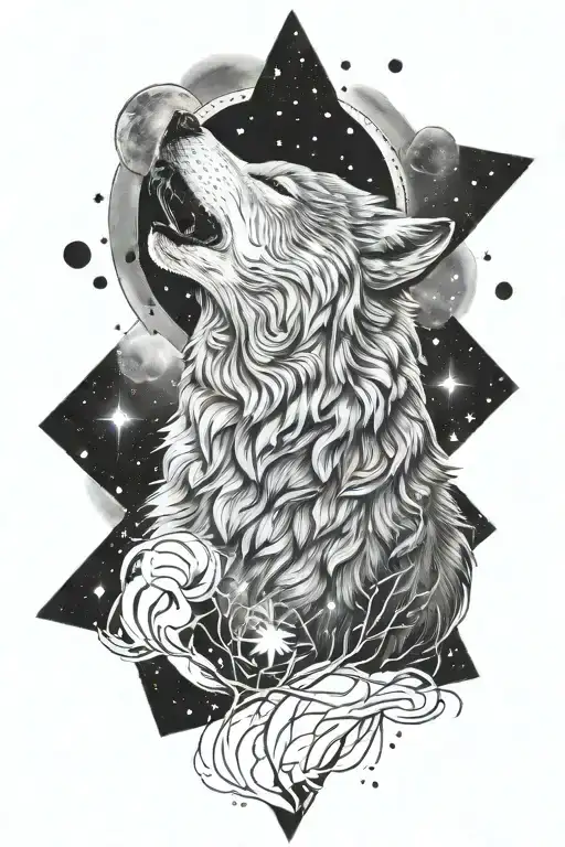 Wolf Howling At Constellation