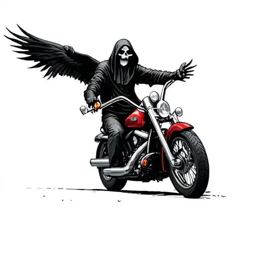 Grim Reaper Riding Motorcycle Riding