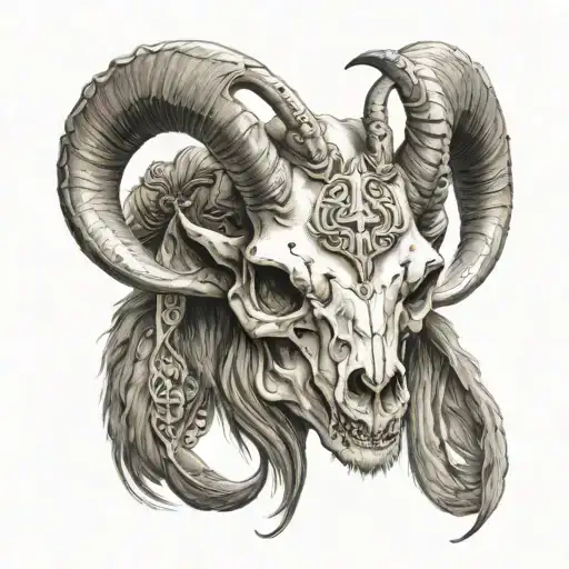 Goat Skull In Kokoshnik And Slavic