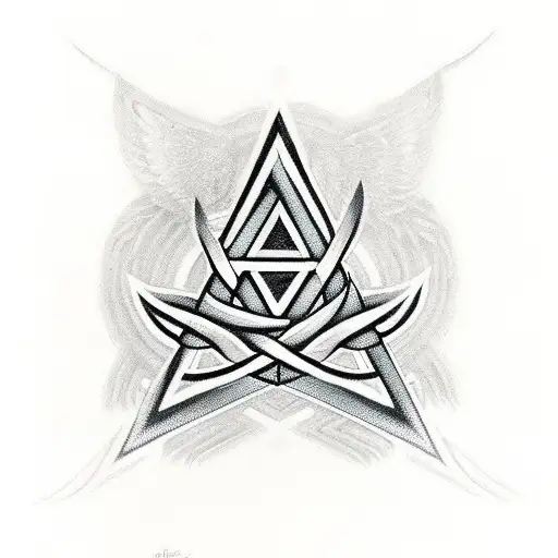 Valknut Symbol With Red And Black Strokes