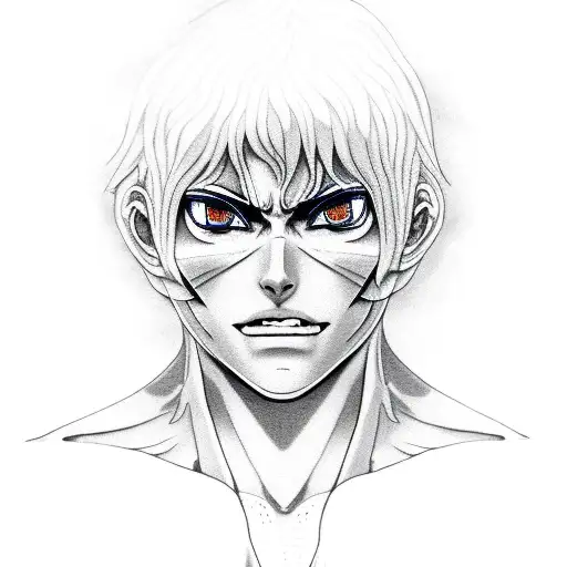 A Dotwork Portrait Of Eren Yeager In His Titan Form