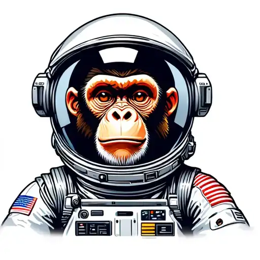 Monkey In Spacesuit On Computer Screen