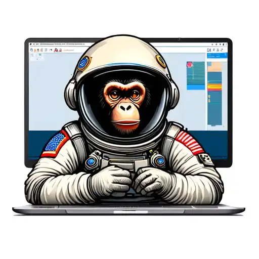 Monkey In Spacesuit On Computer Screen