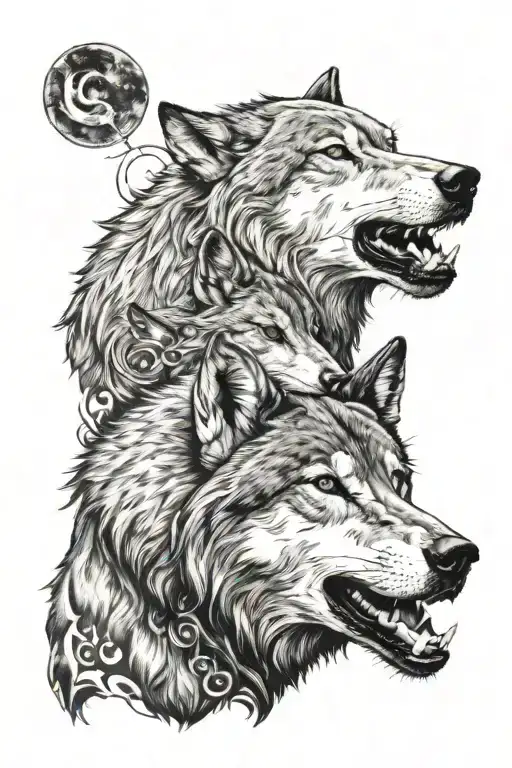 Old Wolf Looking At Younger Self