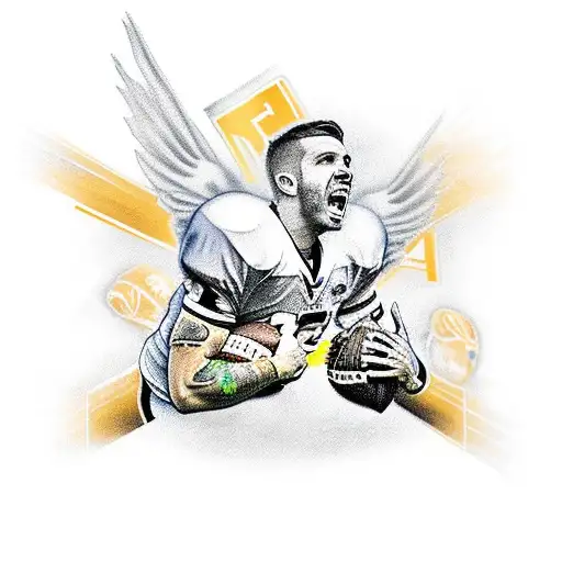 Football Player Scoring A Touchdown With Chicken Wings As The Ball