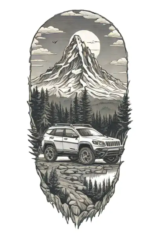 Mount Hood Landscape Jeep Cherokee