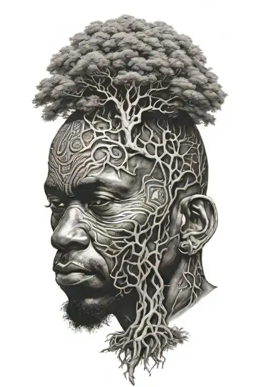 African Man And A Tree