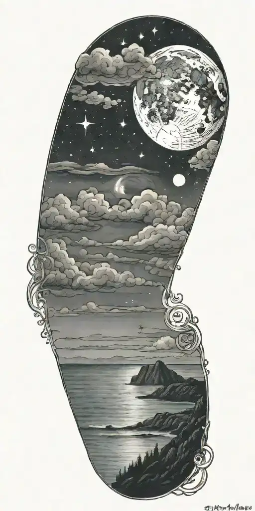 Eerie Night Sky Over Ocean