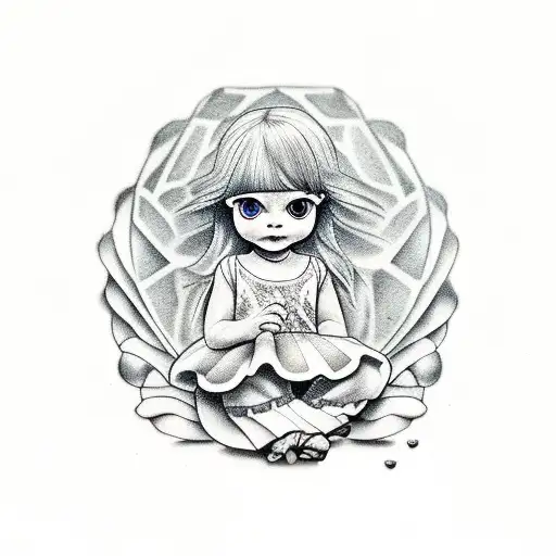 Little Girl Sitting In A Shell