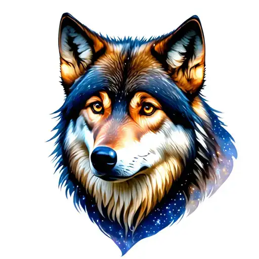 Wolf In Night Sky