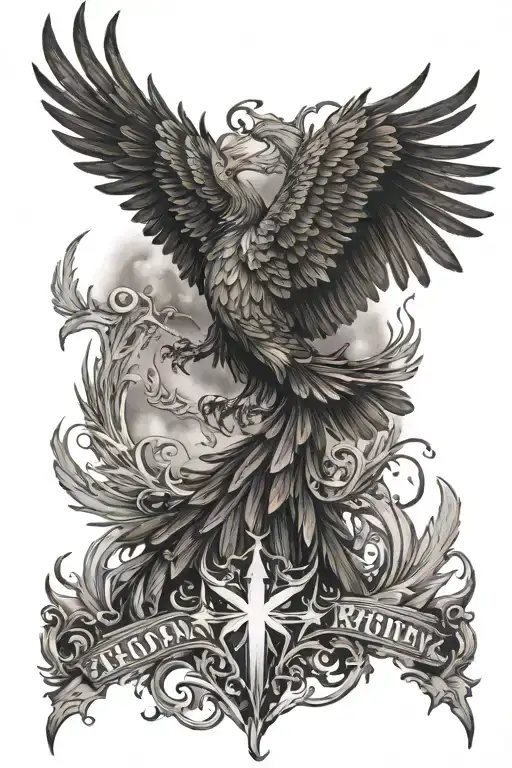 Pheonix Rising Phoenix Wings Spread With The Word Reborn Above And The Words Through God Below