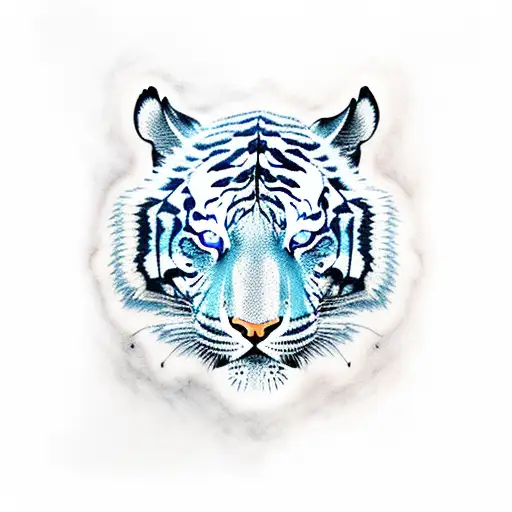 Tiger Head With Blue Eyes