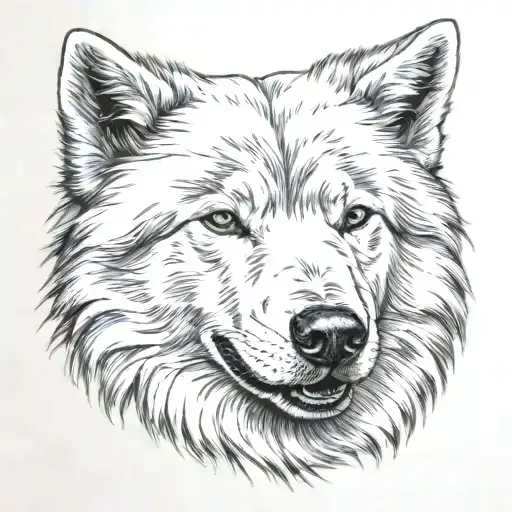 Samoyed Dog Looking Fierce