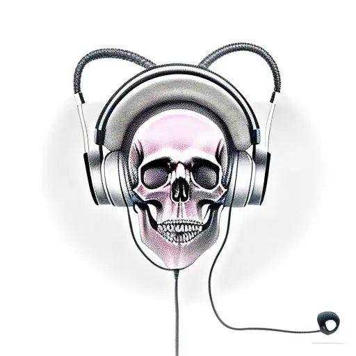 A Skull With Headphones And A Gaming Headset