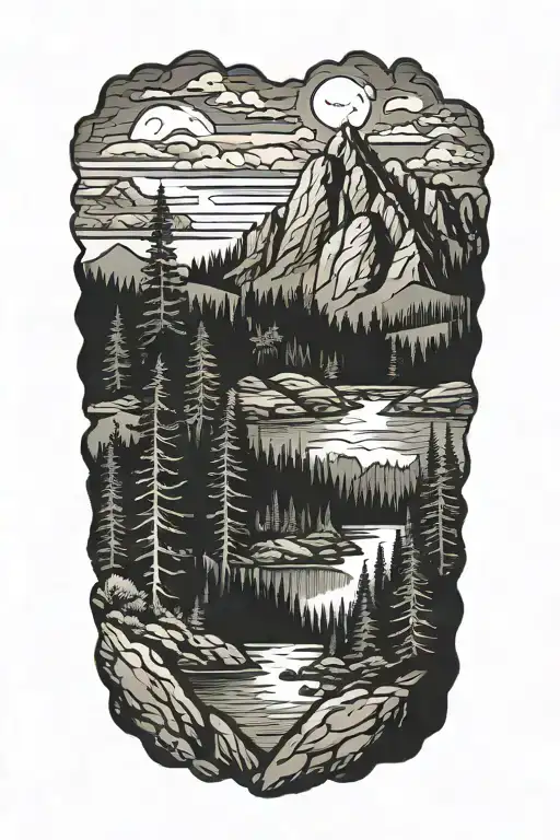 Pacific Northwest Mountains And Forest Wrap Around Whole Forearm