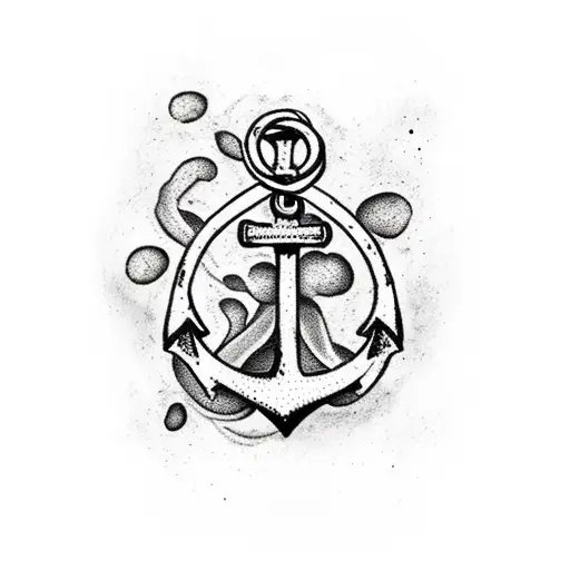 Large Anchor With Its Broken Chain And A Little Buried