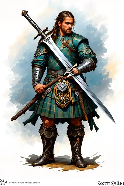 Scottish Warrior Wielding A Sword