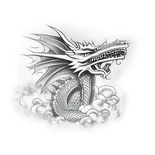 A Dragon Breathing Fire With A Motorcycle Speeding Past It