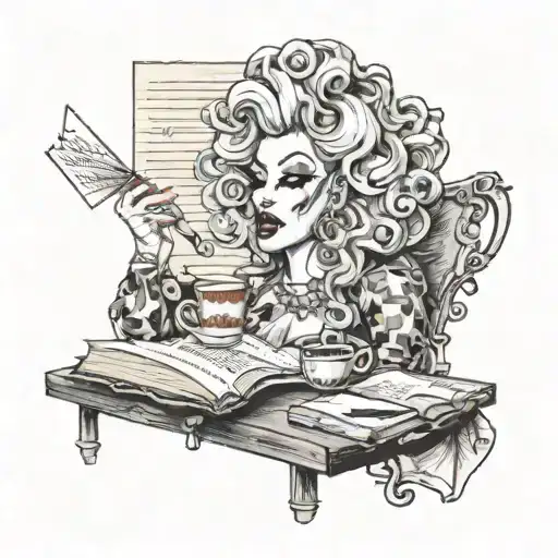 A Drag Queen With A Coffee Cup Microphone Performing On A Book Stage