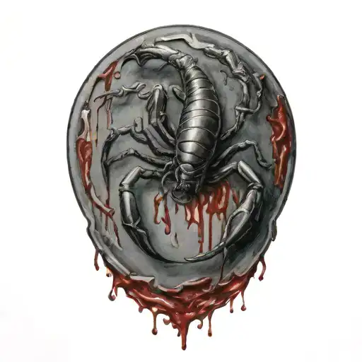 Scorpion Surrounded By Blood