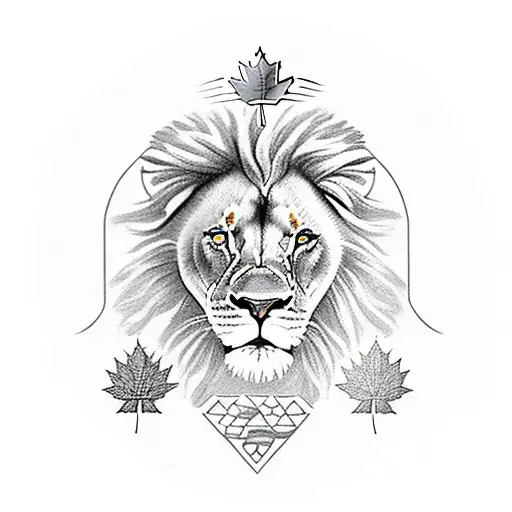 A Lion And A Capricorn And Below A Maple Leaf With Inside Me And My Three Kids